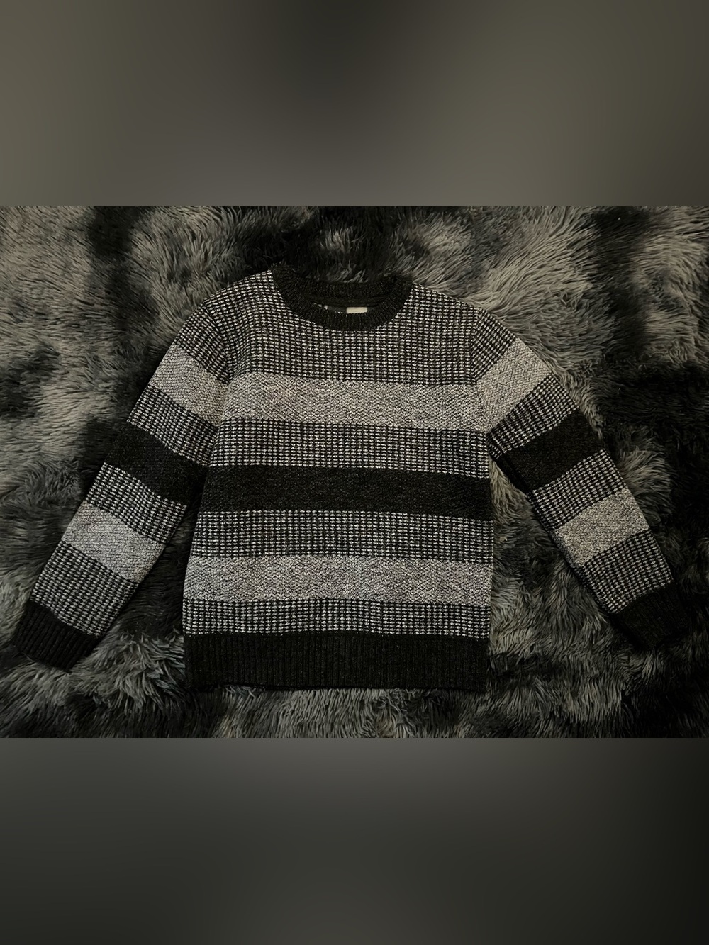 Kids Black & Gray Striped Knit Sweater